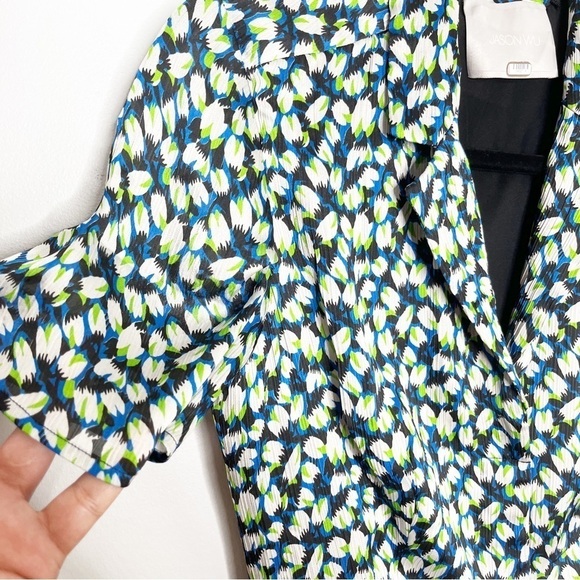 Jason Wu Collection Green Button Up Printed Day Midi Dress Size 2 - Picture 4 of 11